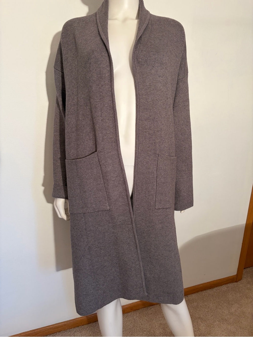#964 Anrabess NWT Long Open-Front Women’s Cardigan Sweater - Charcoal Gray